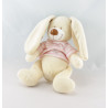 Doudou lapin écru beige bleu rayé étoile lune NICOTOY