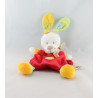 Doudou plat lapin bleu vert jaune rouge coccinelle NICOTOY