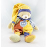 Doudou et compagnie Ours arlequin bleu vert orange 