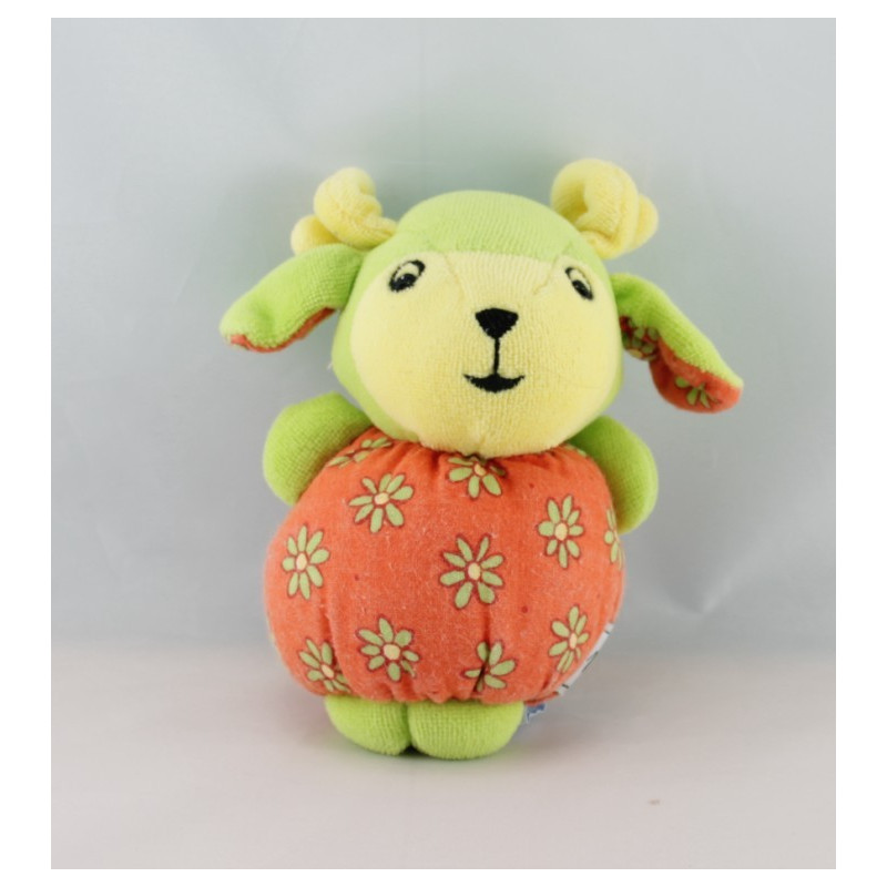 Mini Doudou ours boule ecru vert NOUNOURS