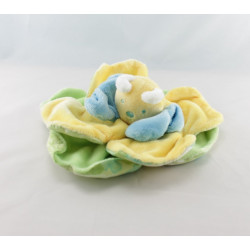 Doudou plat hochet lapin blanc bleu KIMBALOO