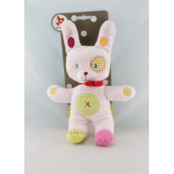 Doudou lapin vert gris rapiécé NICOTOY Neuf
