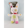 Doudou lapin vert gris rapiécé NICOTOY Neuf