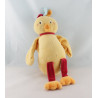 Doudou oiseau poule jaune rouge bleu SUCRE D'ORGE