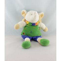 Doudou plat éléphant bleu vert NICOTOY