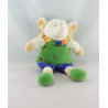 Doudou plat éléphant bleu vert NICOTOY