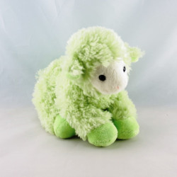 Doudou agneau mouton jaune foulard vert AJENA
