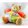 Doudou ours patapouf rouge jaune anniversaire patchwork Kaloo