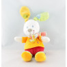 Doudou plat lapin rouge orange vert coccinelle NICOTOY