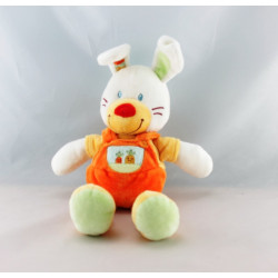 Doudou coussin lapin jaune orange carottes NICOTOY