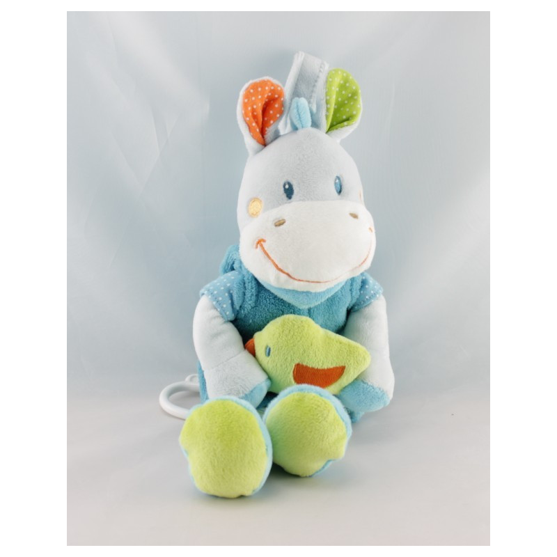 Doudou musical zébre cheval bleu NICOTOY