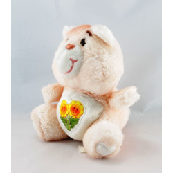 Peluche parlante Bisounours orange clair Groscopain fleurs CARE BEARS