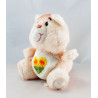 Peluche parlante Bisounours orange clair Groscopain fleurs CARE BEARS