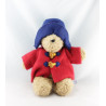 Peluche ours Paddington Bear manteau bleu chapeau rouge 