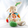 Doudou lapin beige vert orange jaune coeur BABY AUCHAN NEUF