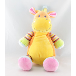 Doudou plat girafe orange jaune rayures NICOTOY