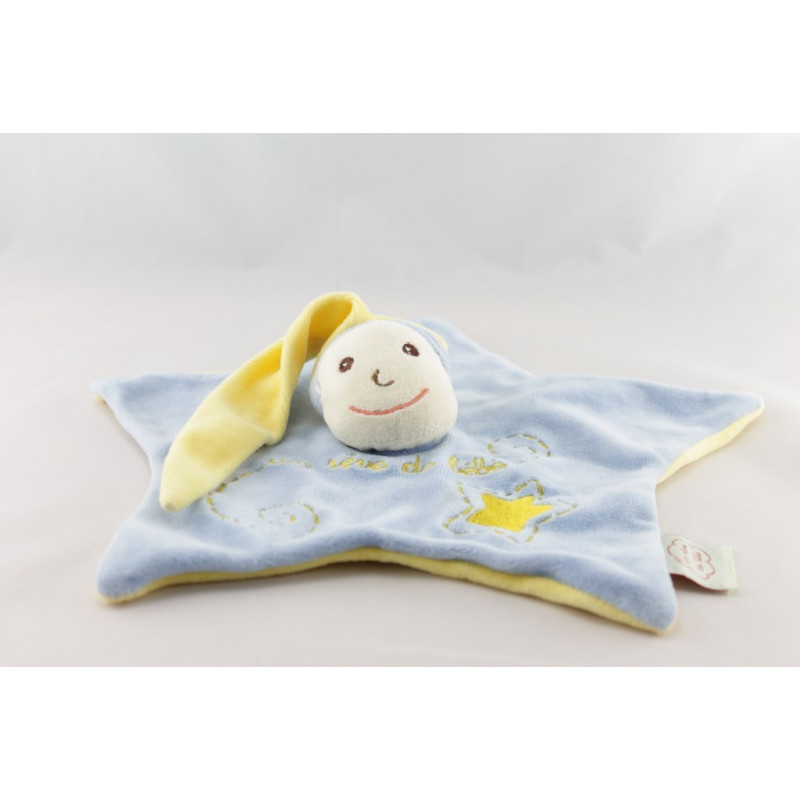 Doudou plat étoile lutin bleu jaune UN REVE DE BEBE