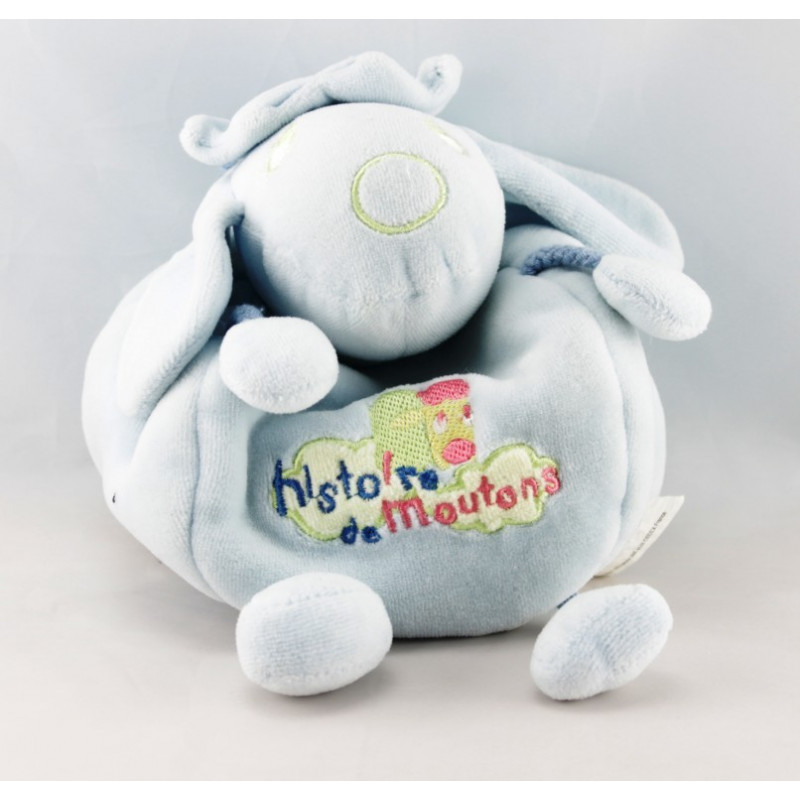 Doudou plat éponge souris bleu AUCHAN