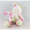 Doudou semi plat vache rose pois sac vert bébé NICOTOY