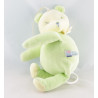 Doudou ours vert jaune couché SUCRE D'ORGE
