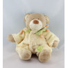 Doudou ours habit combinaison jaune col vert TEX 