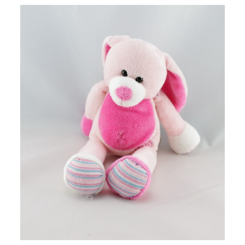 Doudou lapin rose foulard rayé BABY NAT