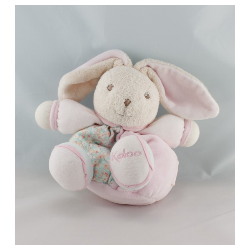 Doudou Lapin Boule rose bleu fleurs Liliblue KALOO