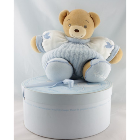 Doudou patapouf ours bleu blue laine enfant KALOO 25 cm