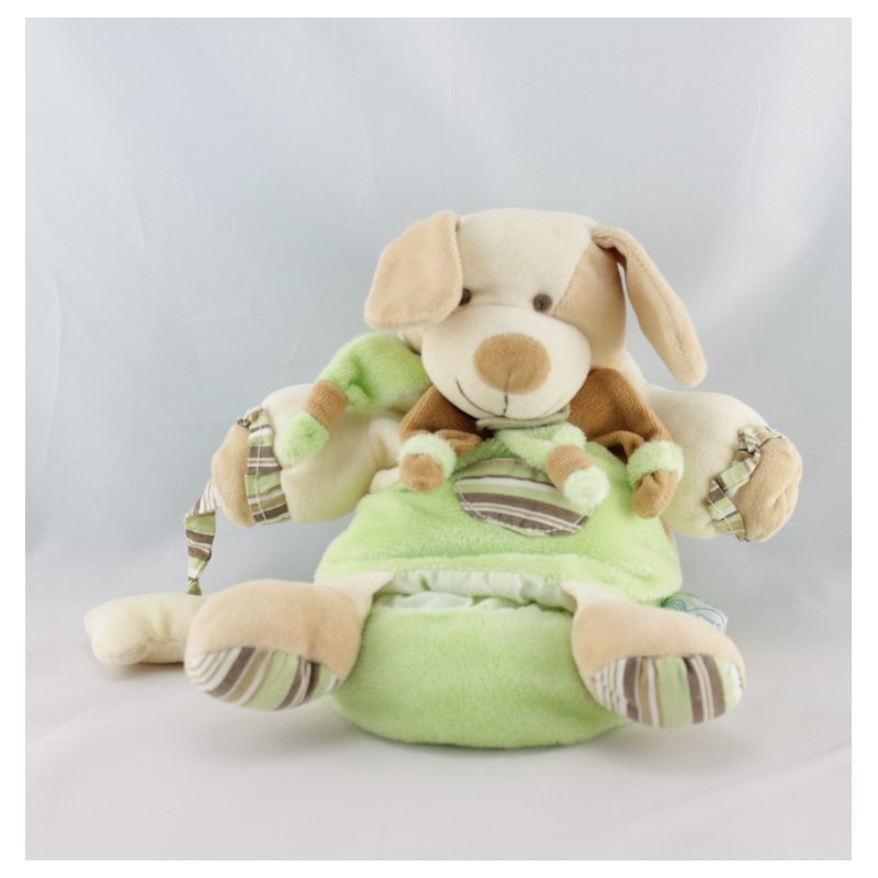 Doudou et compagnie marionnette chien vert copain os Z'amigolos