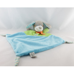 Doudou plat lapin vert bleu pois ours brodé MOTS D'ENFANTS