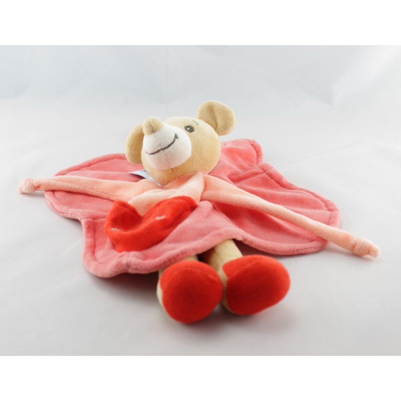 Doudou souris rose rouge Léa NOUNOURS NEUF