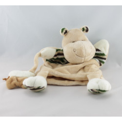Doudou plat marionnette Mr Hippo beige vert papillon BABY NAT