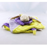 Doudou plat noeuds lapin violet mauve jaune NAT