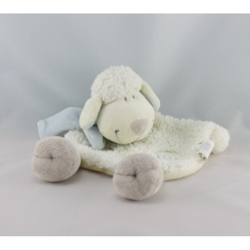 Doudou plat mouton blanc bleu spirale KIABI NICOTOY