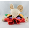 Doudou plat marionnette souris vert orange jaune NOUNOURS