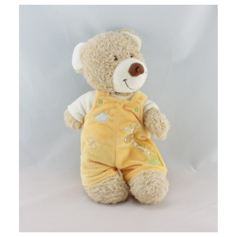 Doudou ours beige tee shirt orange girafe TEX 