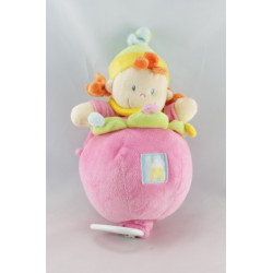 Doudou semi plat lutin fille rose avion arbres NICOTOY