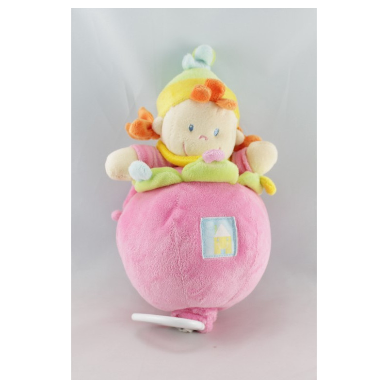 Doudou semi plat lutin fille rose avion arbres NICOTOY