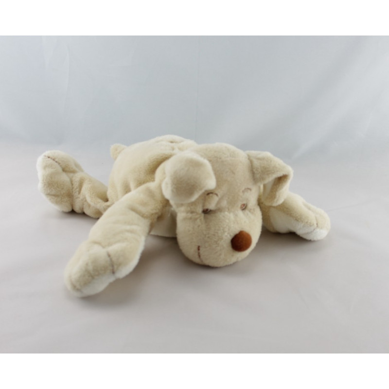 Doudou chien beige empreinte bleu JOLLYBABY