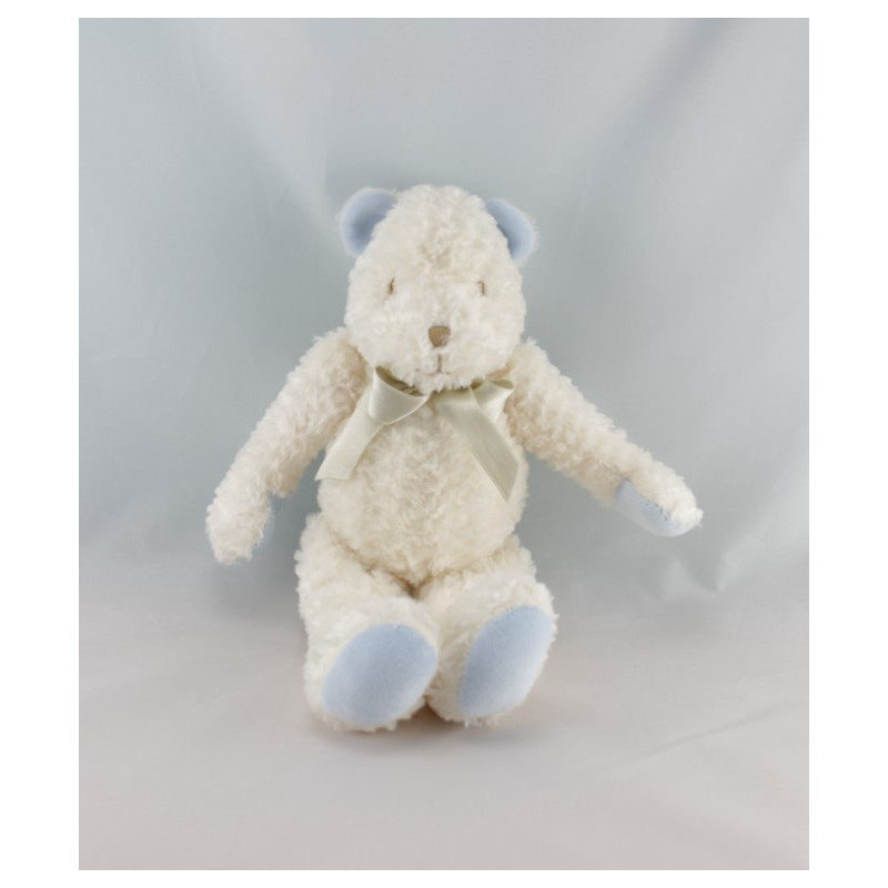 Doudou ours blanc bleu SUCRE D'ORGE