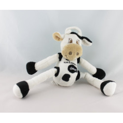 Doudou vache blanche marron bras jambes coulissant CMP