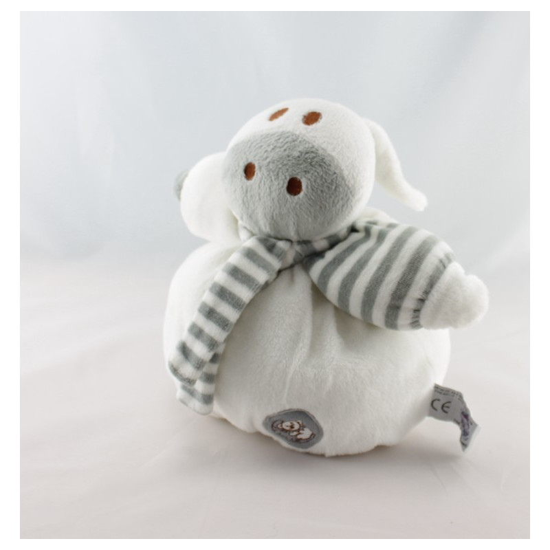 Doudou plat ane lapin blanc gris Dodo d'amour MGM