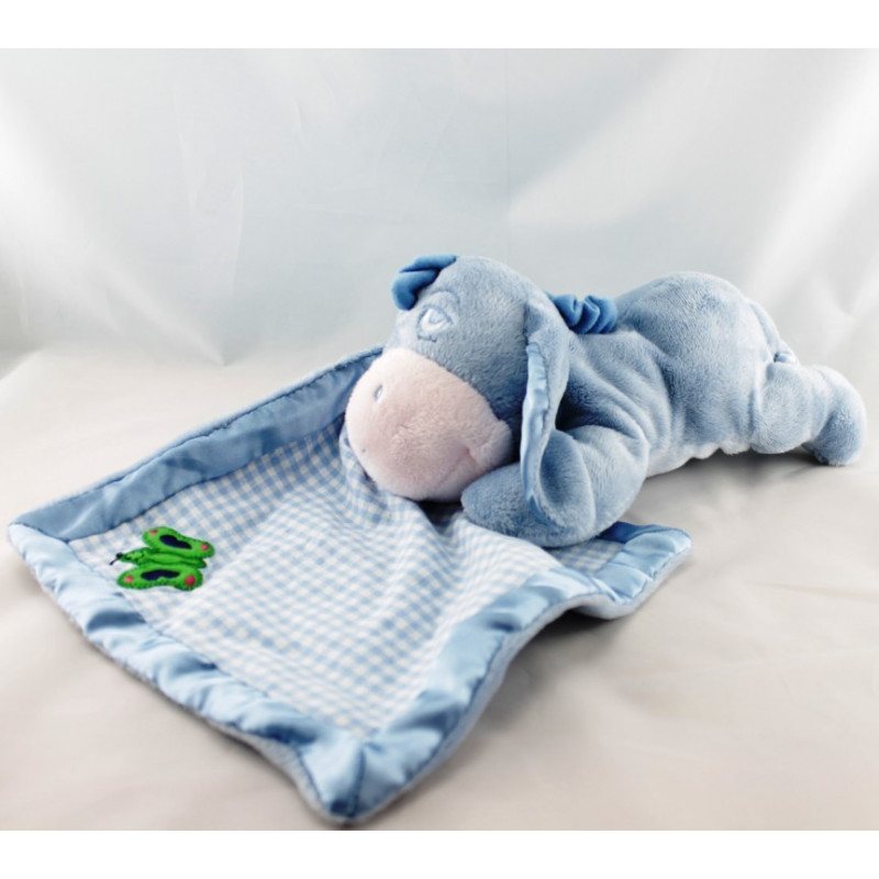 Doudou Bourriquet couverture vichy bleu Disney Nicotoy