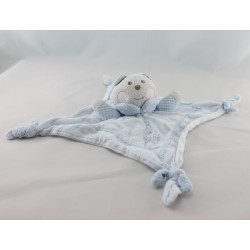 Doudou ours blanc bleu B coeur Bébé NOUNOURS