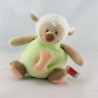 Doudou plat mouton blanc vert orange INFLUX