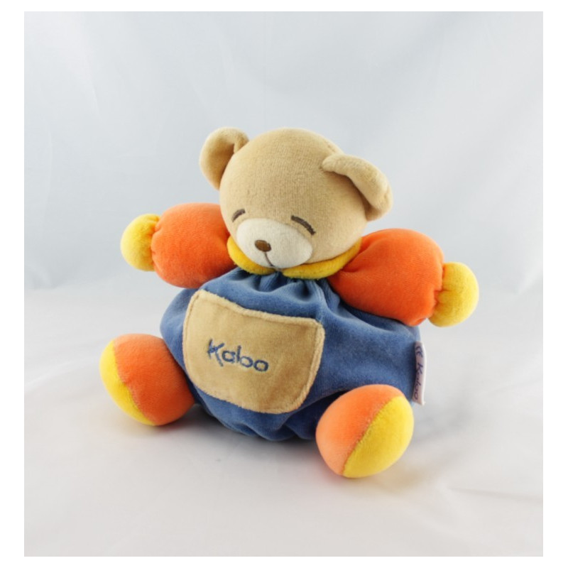 Doudou ours boule patapouf bleu orange KALOO