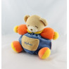 Doudou ours boule patapouf bleu orange KALOO