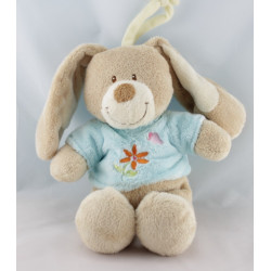 Doudou plat lapin bleu fleur papillon TEX