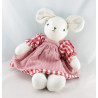 Doudou plat souris rose rouge Léa NOUNOURS