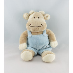 Doudou vache beige salopette bleu TIAMO COLLECTION